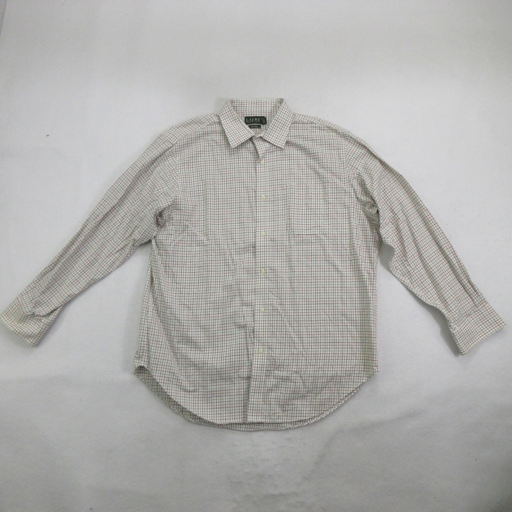 Lauren Ralph Lauren Men's Dress Shirt Size 17 34/35 Plaid Check Non Iron Cotton